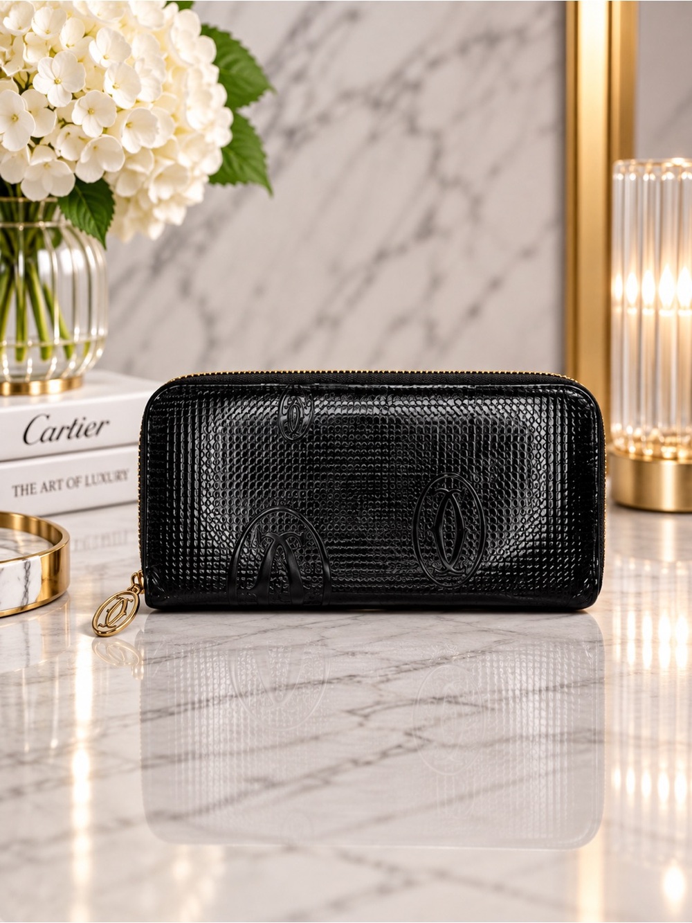 Cartier Black Zip Around Wallet – Birthday Collectible Luxury Leather Wallet